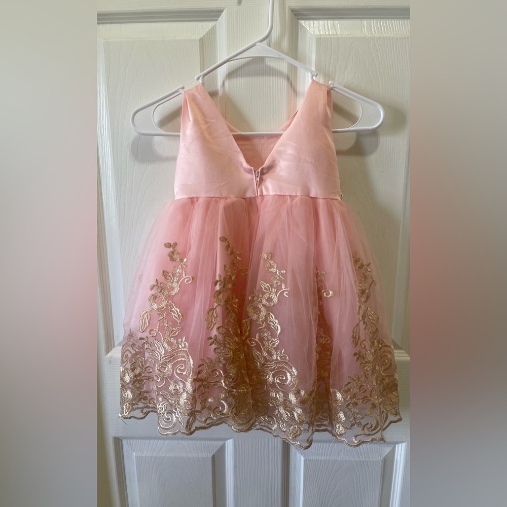 Elegant Pink and Gold Kids Dress - Picture 4 of 6